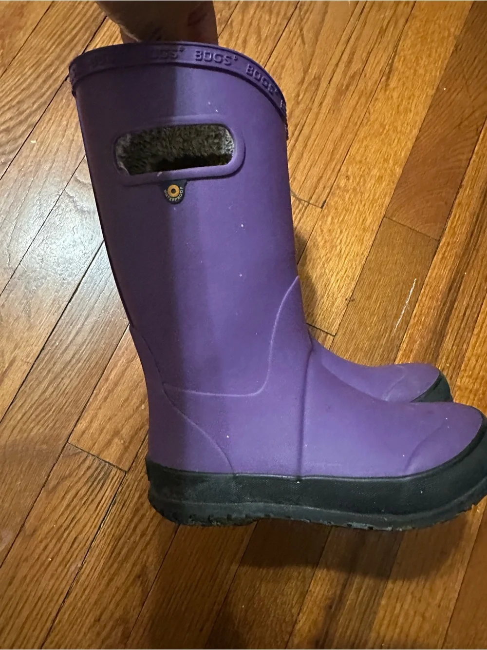 Bogs Kids Purple Waterproof Fleece-Lined Rain Boots